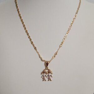 3 tones girl necklace